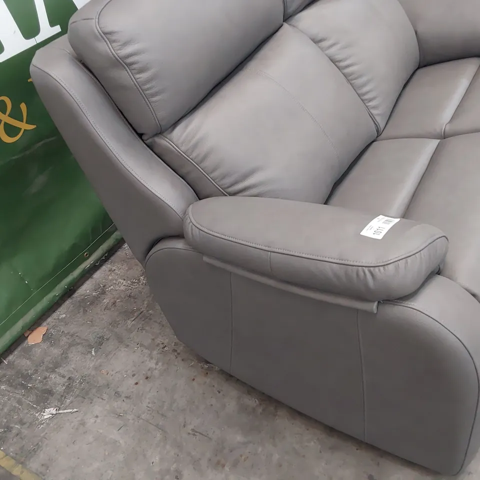 QUALITY BRITISH DESIGNER G PLAN KINGSBURY TWO SEATER SOFA CAPRI GREY LEATHER 