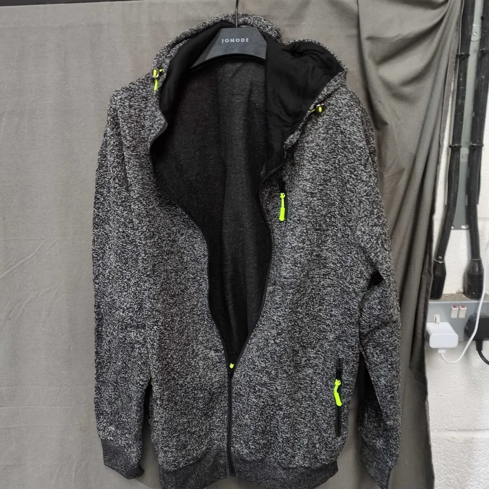 S11MHWRSS GREY MARL ZIP-UP HOODED JACKET, UK SIZE M 