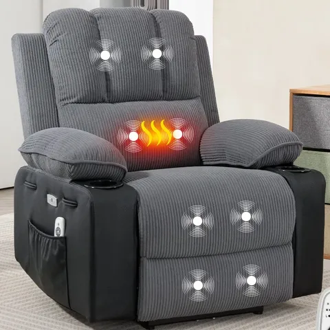 BOXED AAYANSH UPHOLSTERED RECLINER HEATED MASSAGE CHAIR - BLACK (1 BOX)
