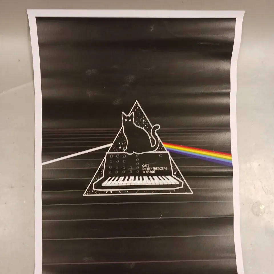 KIERAN HEATTA SIGNED CATS ON SYNTHESIZERS IN SPACE ART PRINT