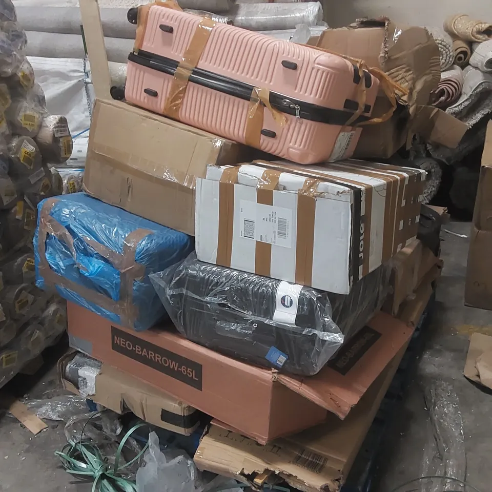 PALLET CONTAINING ASSORTED PRODUCTS INCLUDING: FURNITURE PARTS, SUITCASES ECT