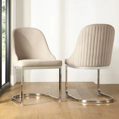 BOXED RIVA DINING CHAIR CHAMPAGNE CLASSIC VELVET & CHROME 