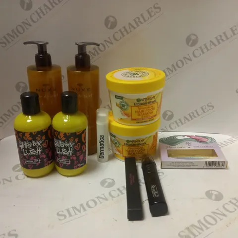 LOT OF ASSORTED COSMETIC ITEMS TO INCLUDE GARNIER, NUZE AND GLITTERBOX LUSH