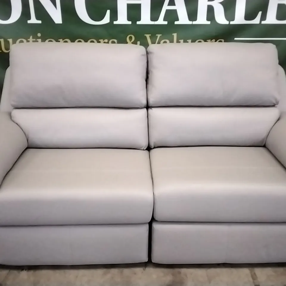 QUALITY BRITISH DESIGNED & MANUFACTURED G PLAN TAYLOR 3 SEATER POWER RECLINER SOFA CAMBRIDGE GREY LEATHER