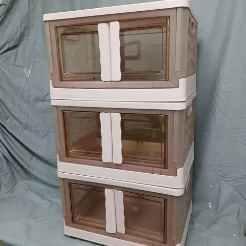 THREE-TIER PLASTIC STORAGE DRAWERS WITH WHITE FRAMES