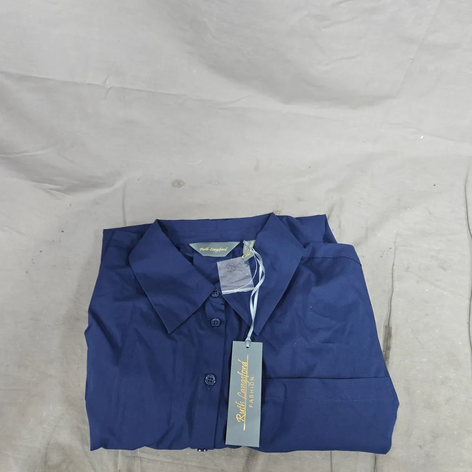 RUTH LANGSFORD FASHION WOMEN'S BLUE SHIRT, UK 14 (US 10) – BUTTON FRONT