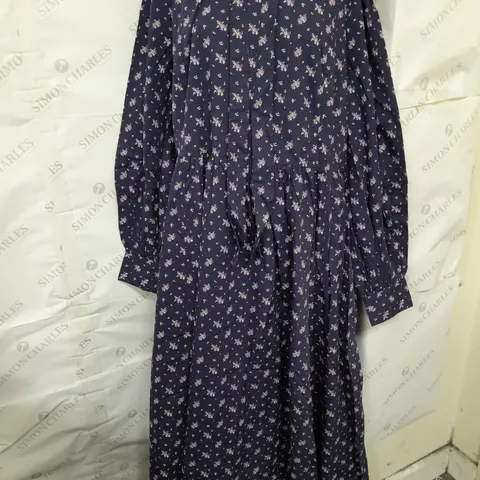 LAURA ASHLEY X JOANIE DYLLIS LINGTON DITSY FLORAL PRINT MIDI DRESS IN DARK PURPLE SIZE 20