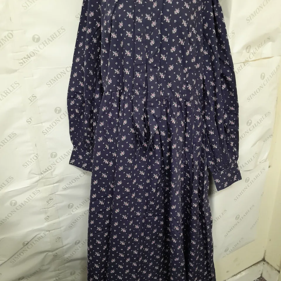 LAURA ASHLEY X JOANIE DYLLIS LINGTON DITSY FLORAL PRINT MIDI DRESS IN DARK PURPLE SIZE 20