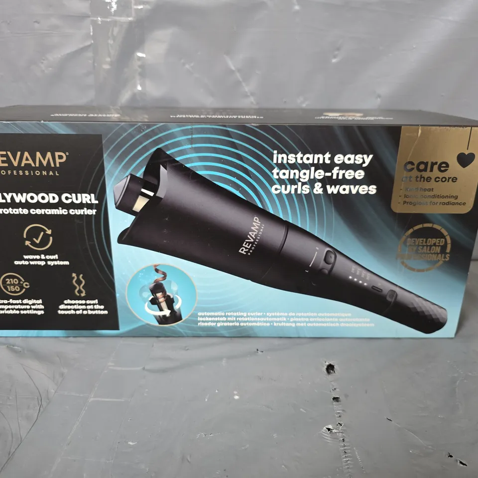 BOXED REVAMP HOLLYWOOD CURL AUTO-ROTATE CERAMIC CURLER CL-2000X-GB 