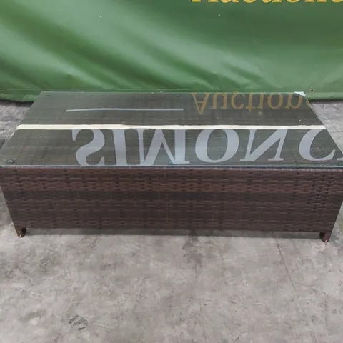 DESIGNER RATTAN COFFEE TABLE WITH GLASS TOP