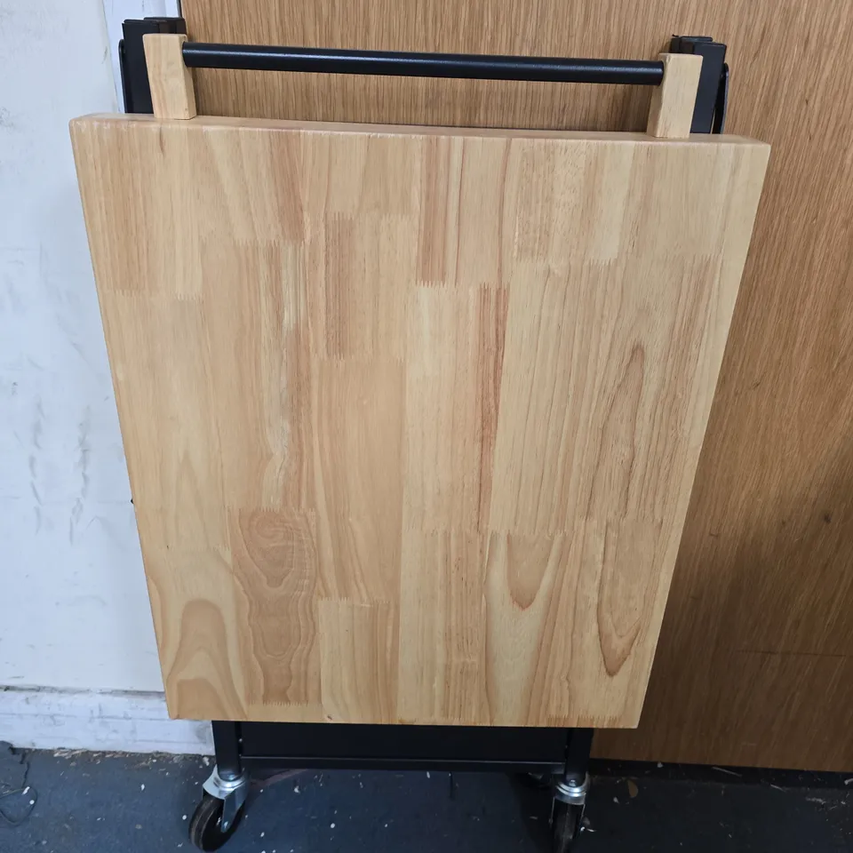 WOODEN FOLDING TABLE WITH WHEELS