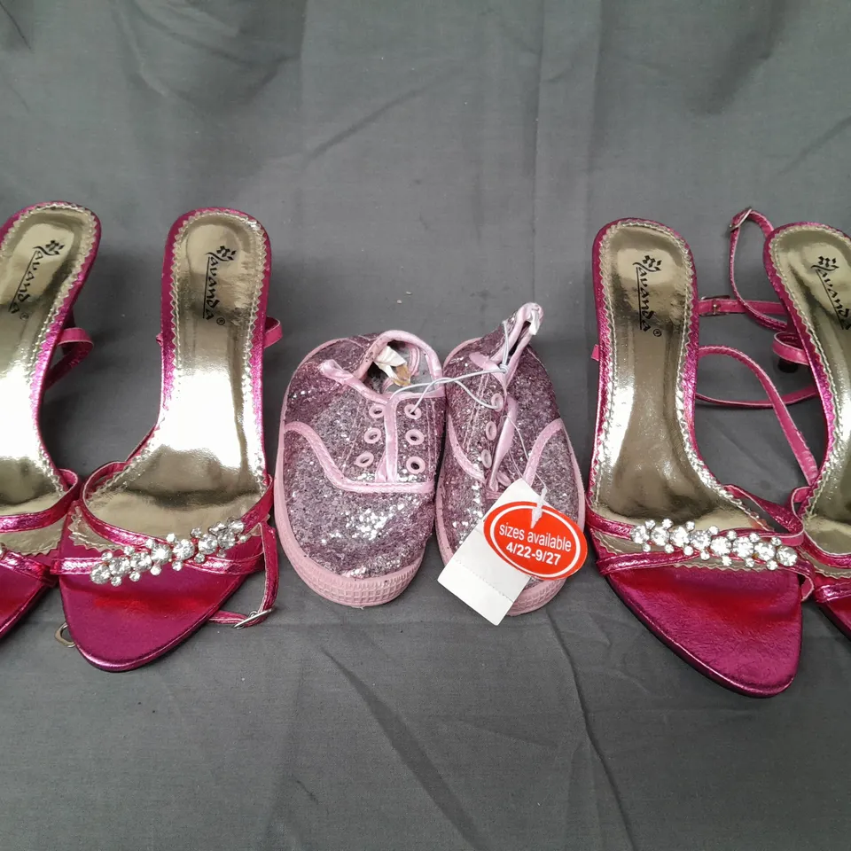 BOX OF APPROXIMATELY 10 ASSORTED PAIRS OF SHOES AND FOOTWEAR ITEMS IN VARIOUS STYLES AND SIZES TO INCLUDE GIRL2GIRL, AVANDA, ETC