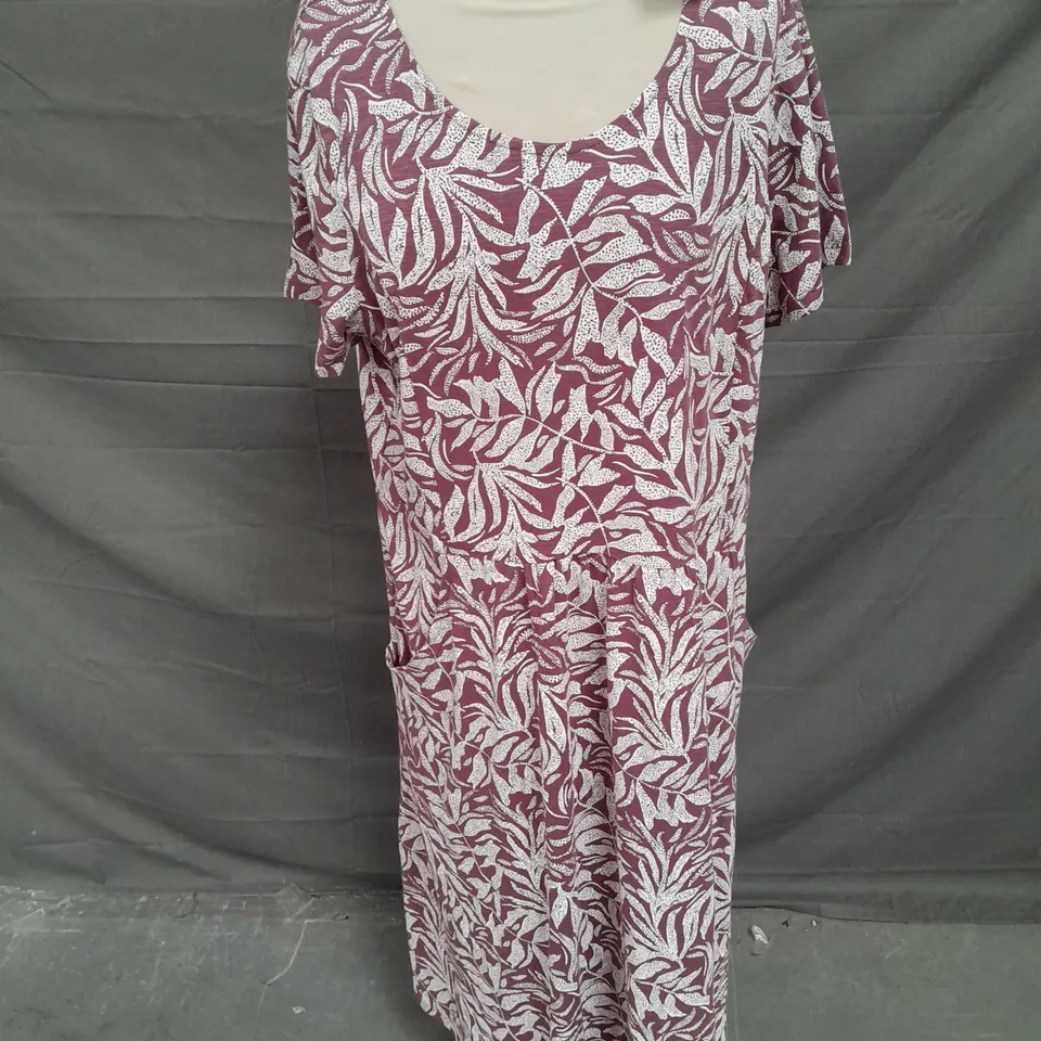 SEASALT CORNWALL ENOR DRESS DUNE FRONDS HEATHER IN MAROON SIZE 18