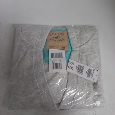 BAGGED HOLLISTER EASY V-NECK HOODIE IN GREY - XS