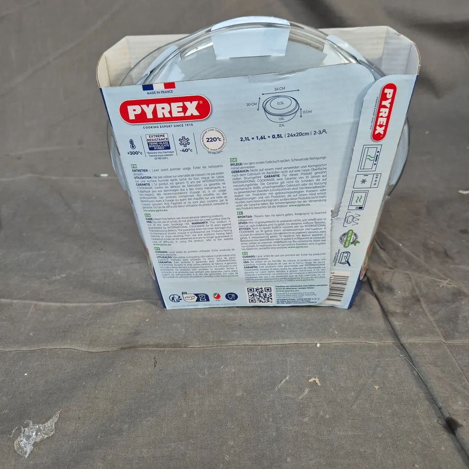 PYREX 4-IN-1 MULTI-USAGE GLASS DISH WITH LID – 2.1L, 24X20CM, BOXED