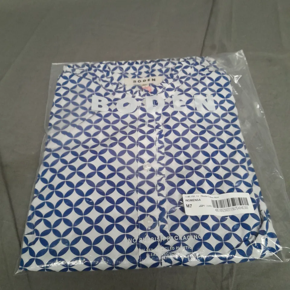 SEALED BODEN PHOEBE COTTON SHIRT IN BLUE & WHITE - UK 14 