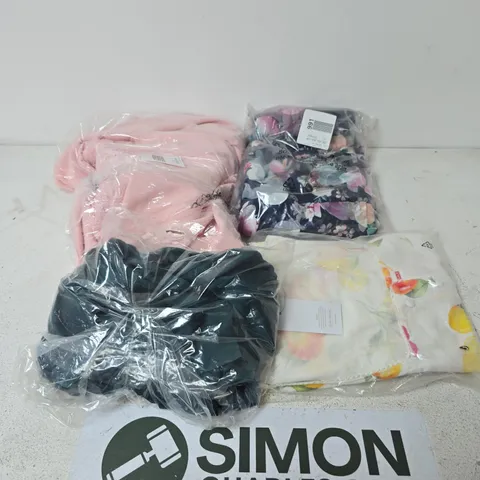 APPROXIMATELY 20 ASSORTED CLOTHING ITEMS IN VARIOUS SIZES, STYLES & SIZES TO INCLUDE BEIGE JUMPSUITS , NAVY PINK MIDI DRESS , TUXEDO JUMPSUITS ETC - COLLECTION ONLY