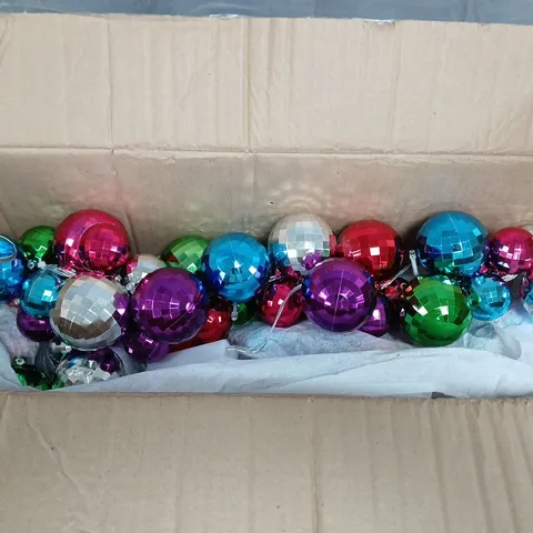 BRIGHT COLOURED PRE- LIT BAUBLE CHRISTMAS GARLAND - 6FT