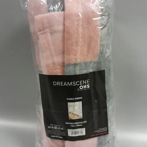 DREAMSCENE BY OHS FLEECE THROW WINTER CHECK BLUSH (120x150cm)
