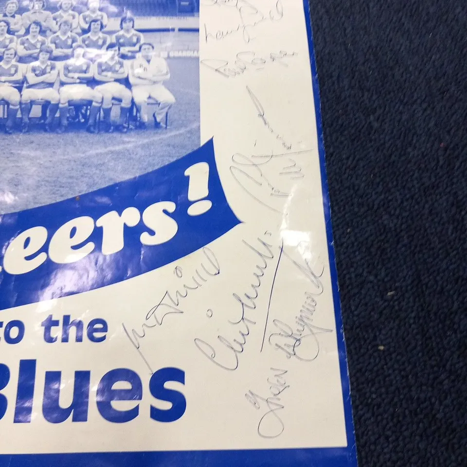 IPSWICH TOWN FC TOLLY COBBOLD CHEERS TO THE SUPER BLUES WE'RE ON THE WEMBLEY TRAIL WITH TOLLY ALE SIGNED POSTER