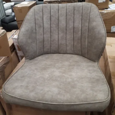 BOXED PAIR OF LIGHT GREY FABRIC SIDE/BAR STOOLS