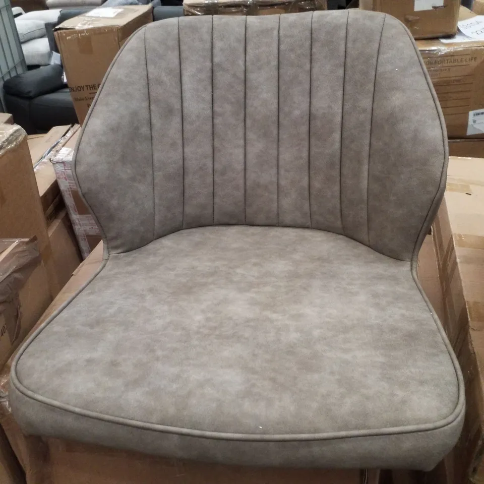 BOXED PAIR OF LIGHT GREY FABRIC SIDE/BAR STOOLS