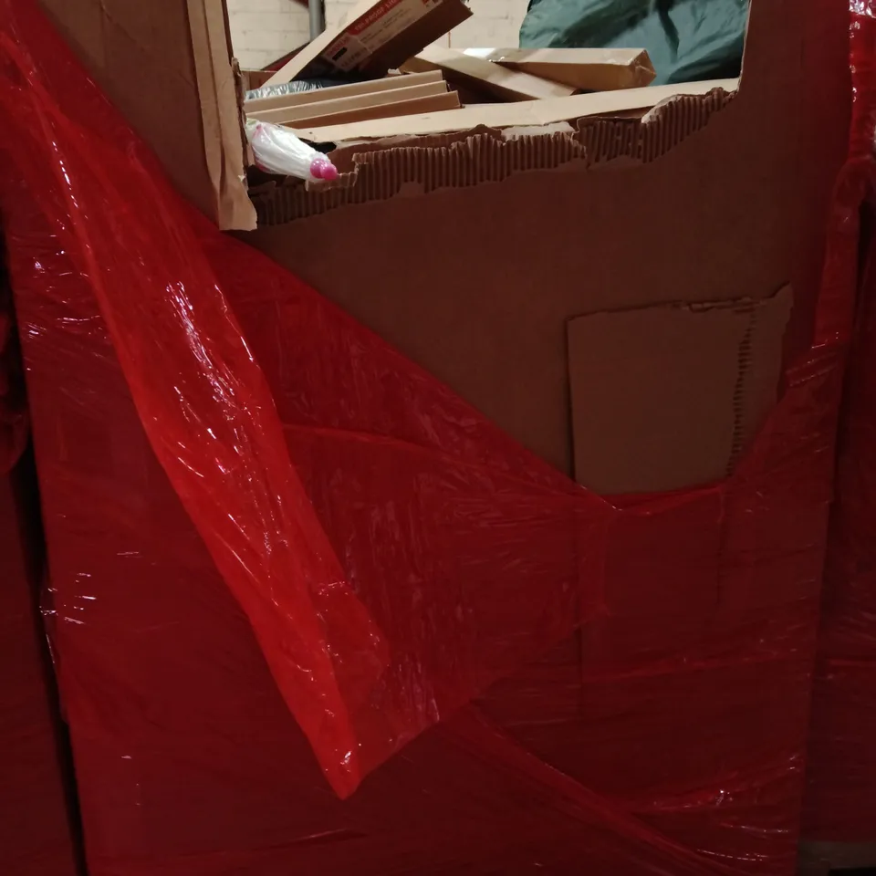 PALLET OF ASSORTED HOUSEHOLD GOODS AND PRODUCTS TO INCLUDE;DOLL STROLLER,ROLLED UP MATTRESS,CAT LITTER TRAY