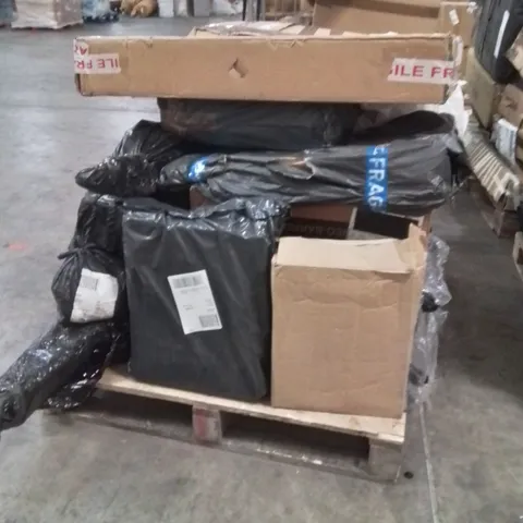 PALLET CONTAINING VARIOUS ITEMS SUCH AS; SUITCASE,WHEEL BARROW,IKEA DRAWS 