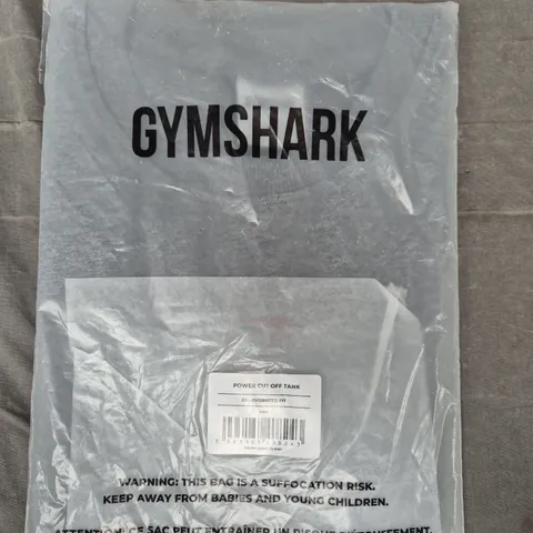 GYM SHARK OVERSIZED FIT POWER CUT OFF TANK IN GREY SIZE XS