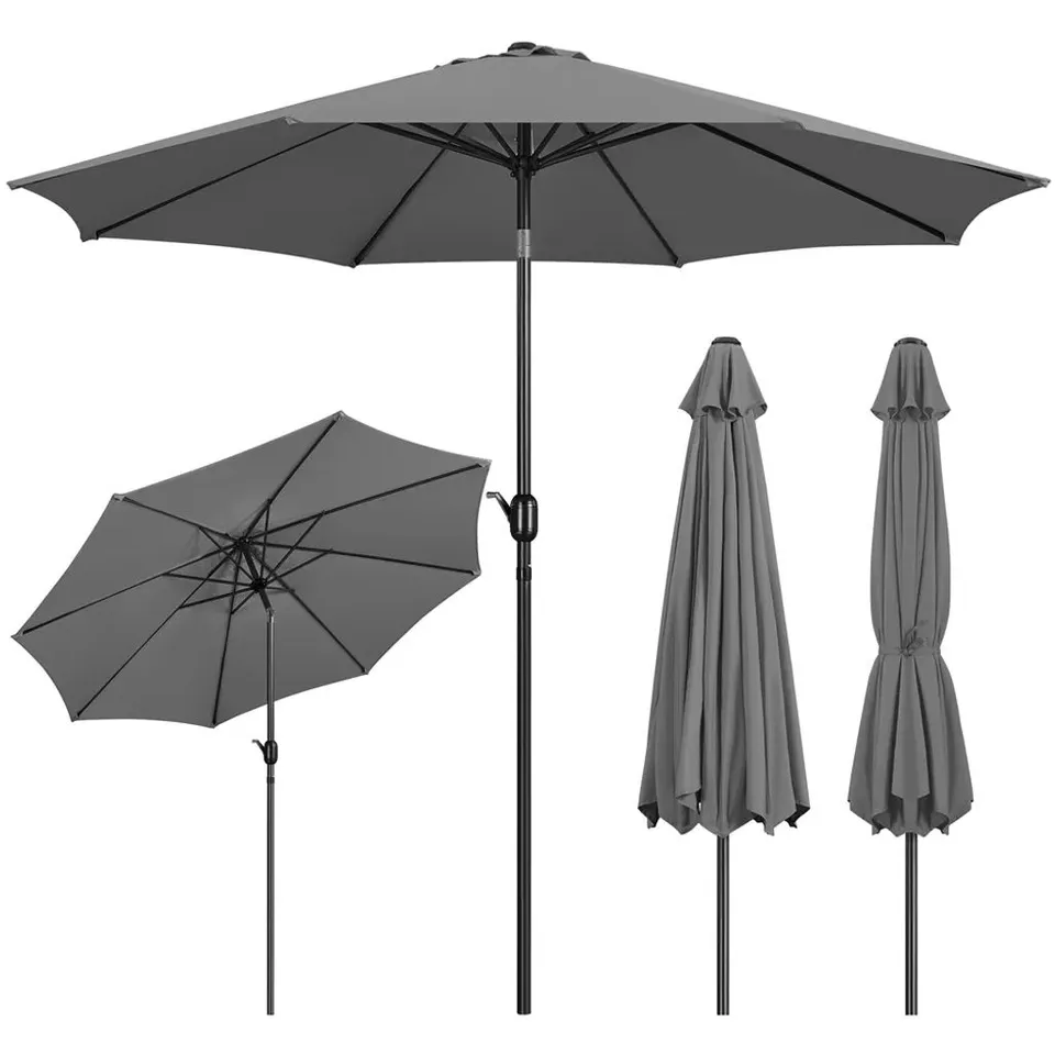 BOXED YAHEETECH PARASOL Φ 300 CM TILTABLE GARDEN PARASOL WITH CRANK - GREY