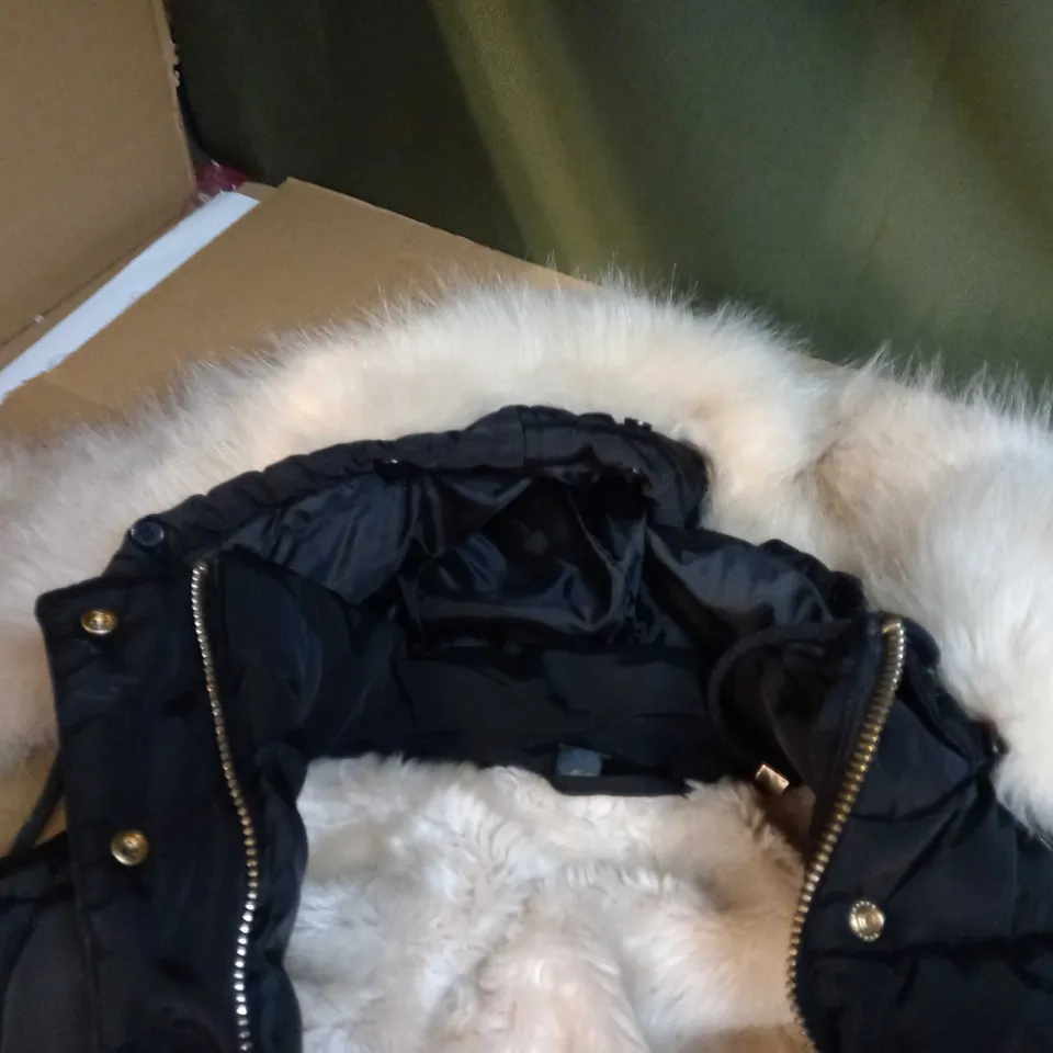 TOPSHOP BLACK FAUX FUR LINED WINTER JACKET - SIZE 8