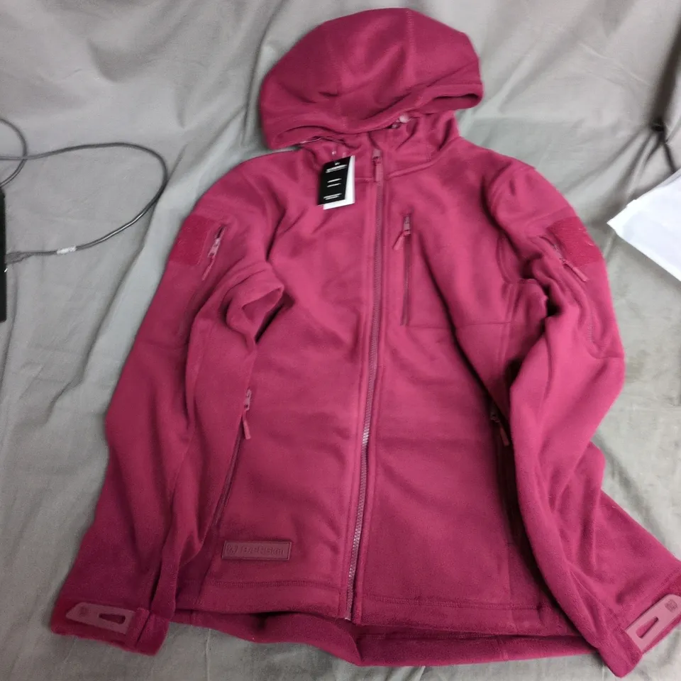 BAERSKIN BURGUNDY HOODED FLEECE UK M