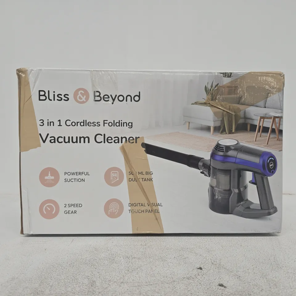 BLISS & BEYOND 3-IN-1 CORDLESS FOLDING VACUUM CLEANER – BOXED