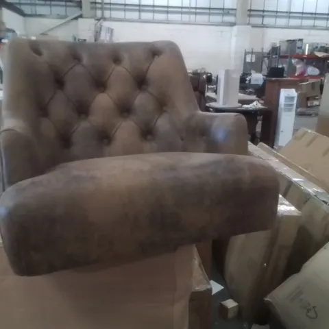 BOXED LUCIANA SUEDE TUFTED ARMCHAIR SUEDE BROWN