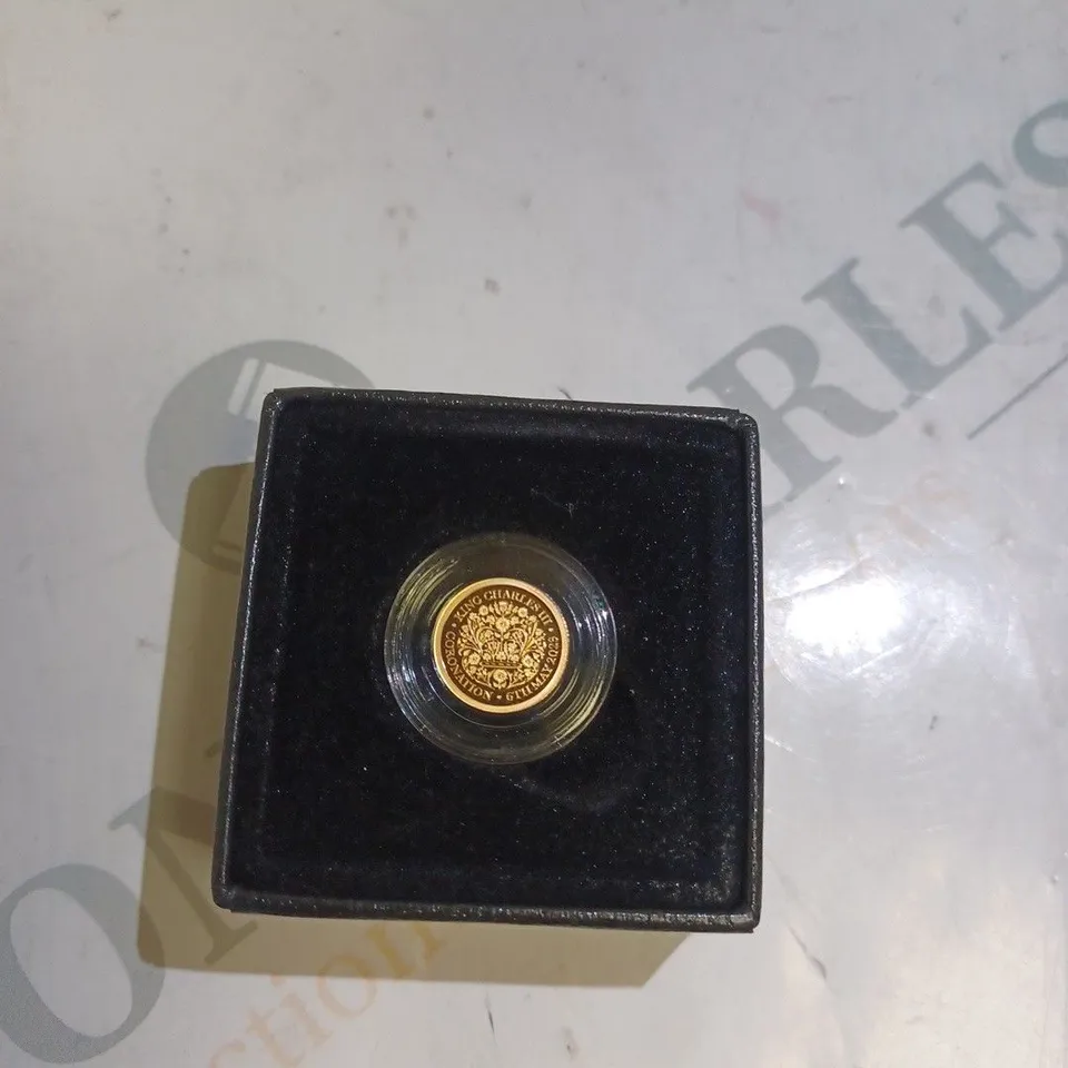 BOXED THE 2023 KING CHARLES III CORONATION COUBLE PORTRAIT ONE-EIGHTH SOVEREN. 