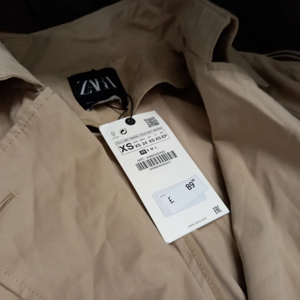 ZARA LIGHT BROWN TRENCH COAT - XS