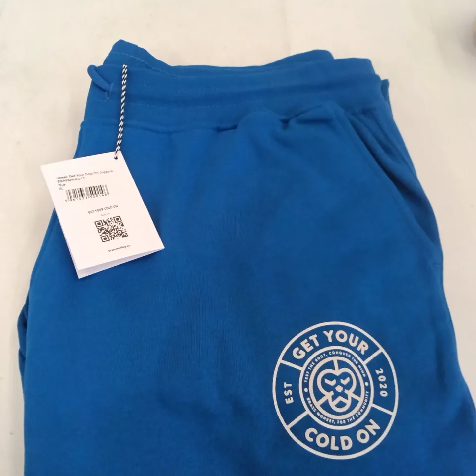 BOX TO CONTAIN BRASS MONKEY JOGGERS - BLUE SIZE XL APPROXIMATELY 8