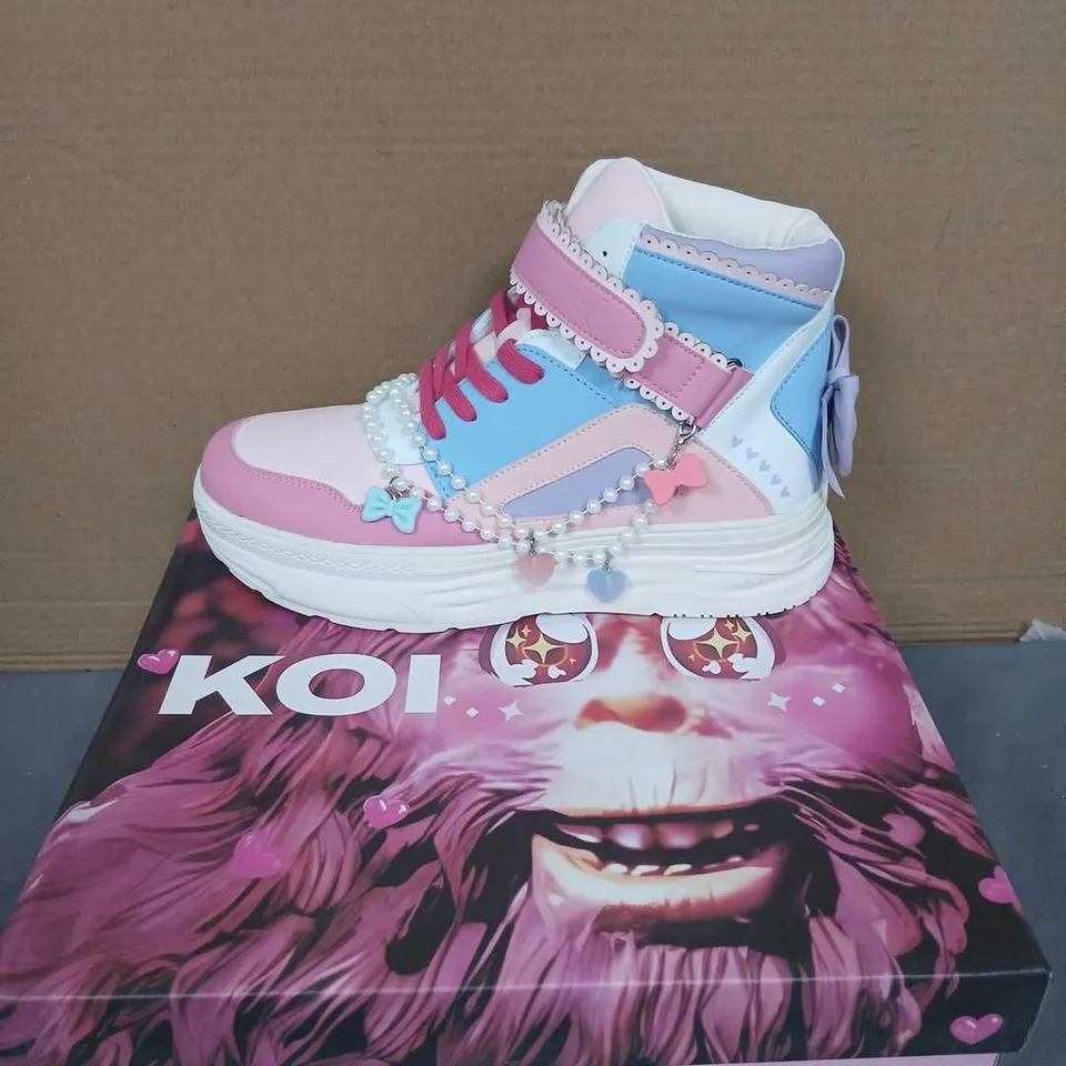 KOI SUGAR WISHES CHUNKY HI-TOP TRAINERS – PASTEL MULTI, UK 8 