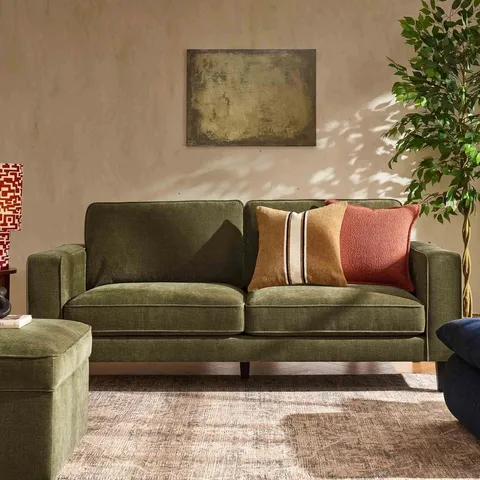 BOXED DUSK SOHO 3 SEATER SOFA - CHENILLE OLIVE (1 BOX)