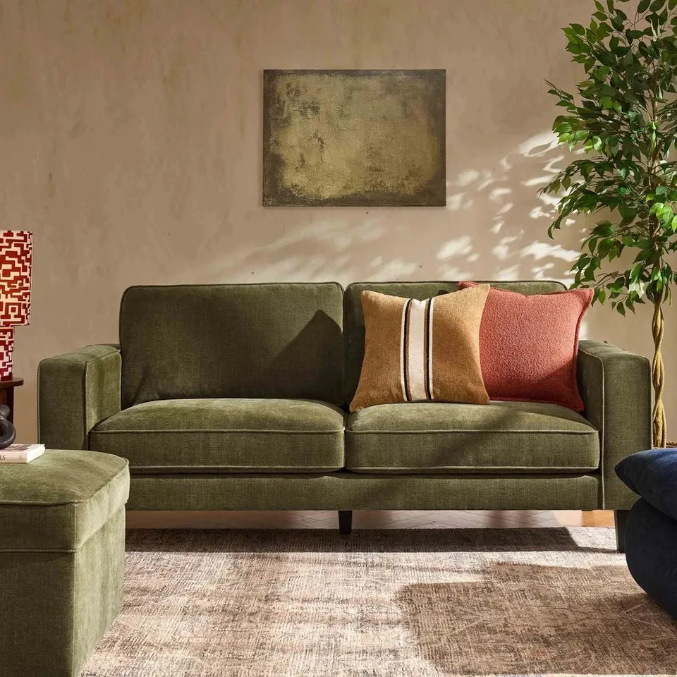 BOXED DUSK SOHO 3 SEATER SOFA - CHENILLE OLIVE (1 BOX)