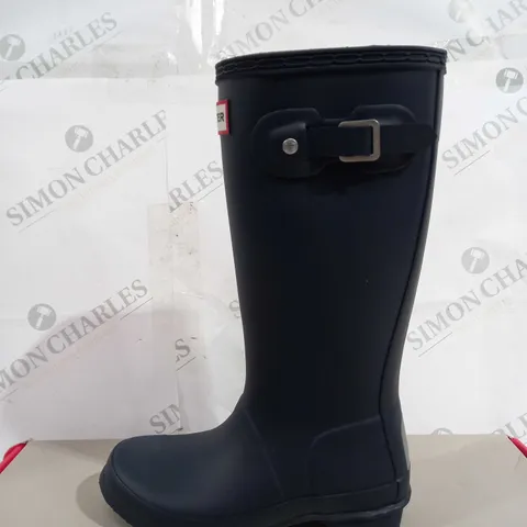 BOXED HUNTER ORIGINAL KIDS JUNIOR RUBBER WELLINGTONS BOOTS, NAVY - SIZE 13 