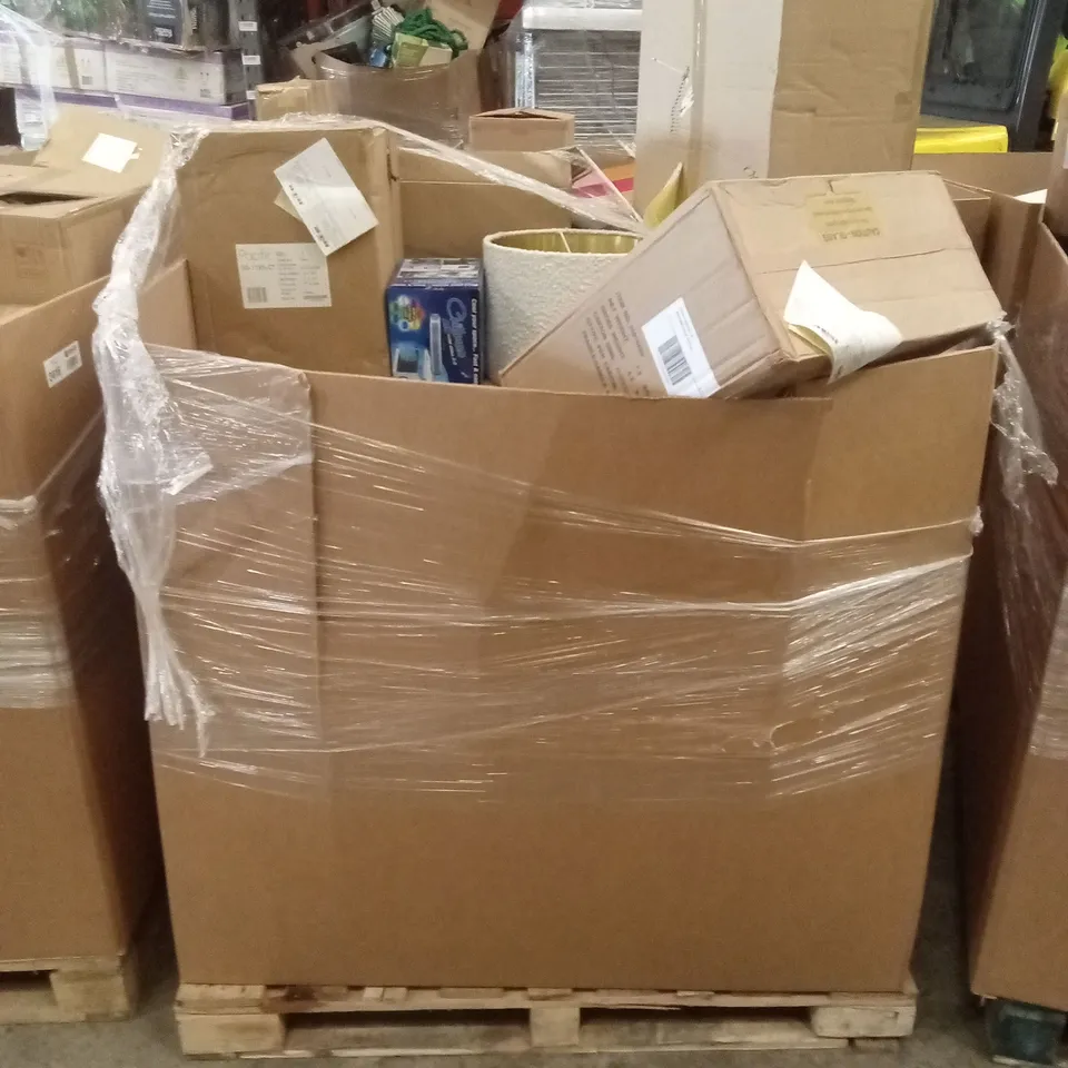 PALLET TO CONTAIN APPROXIMATELY 37 DESIGNER INDOOR LIGHTING PRODUCTS TO INCLUDE; LAMPS, CEILING LIGHTS, WALL LIGHTS, LIGHT SHADES ETC