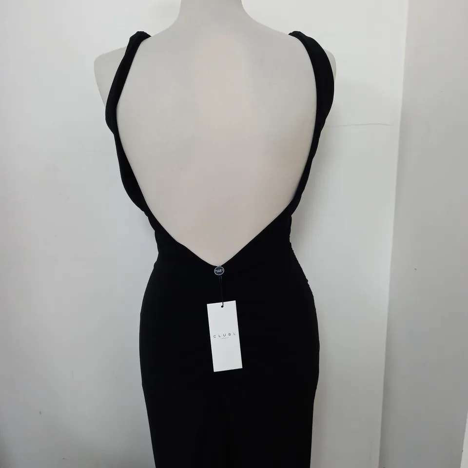CLUB L BLACK SQUARE NECK MAXI DRESS SIZE 6