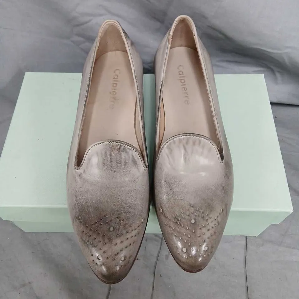 CALPIERRE DL73 TAUPE WOMEN’S LOAFERS – UK 6 (EU 39) – BROGUE SLIP-ONS