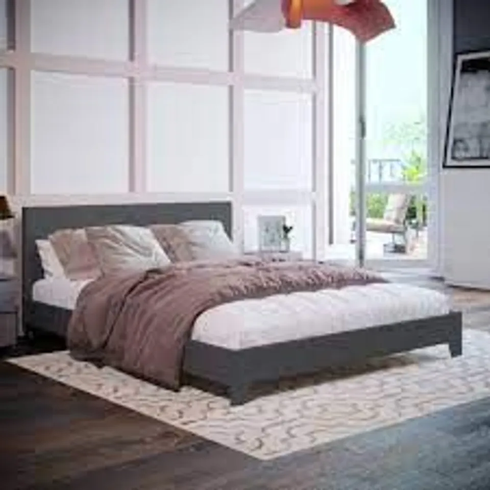 BOXED ARKADI UPHOLSTERED PLATFORM BED DOUBLE - BLACK (1 BOX)