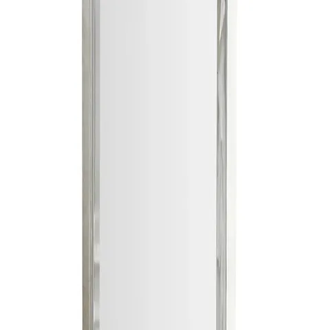 BOXED SONGMICS 6 LEDS LOCKABLE MIRROR JEWELRY CABINET, 360° SWIVEL, FRAMELESS FULL-LENGTH MIRROR, 3 STORAGE SHELVES, WHITE SURFACE, BLACK LINING