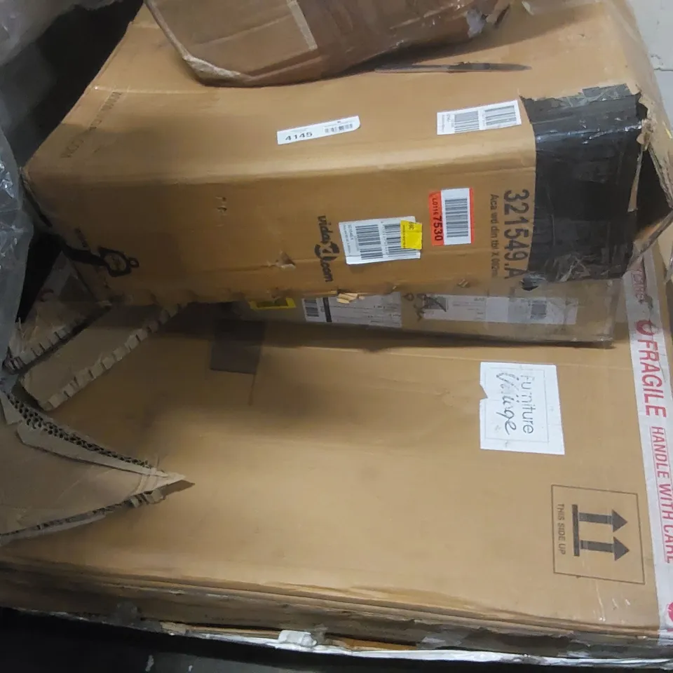 PALLET CONTAINING A LARGE QUANTITY OF ASSORTED FURNITURE PARTS AND MATTRESS 