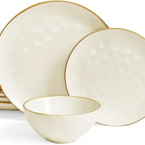 BOXED RICHMOUNT OCEAN SERIES 12 PIECE DINNERWARE SET - VANILLA WHITE (1 BOX)