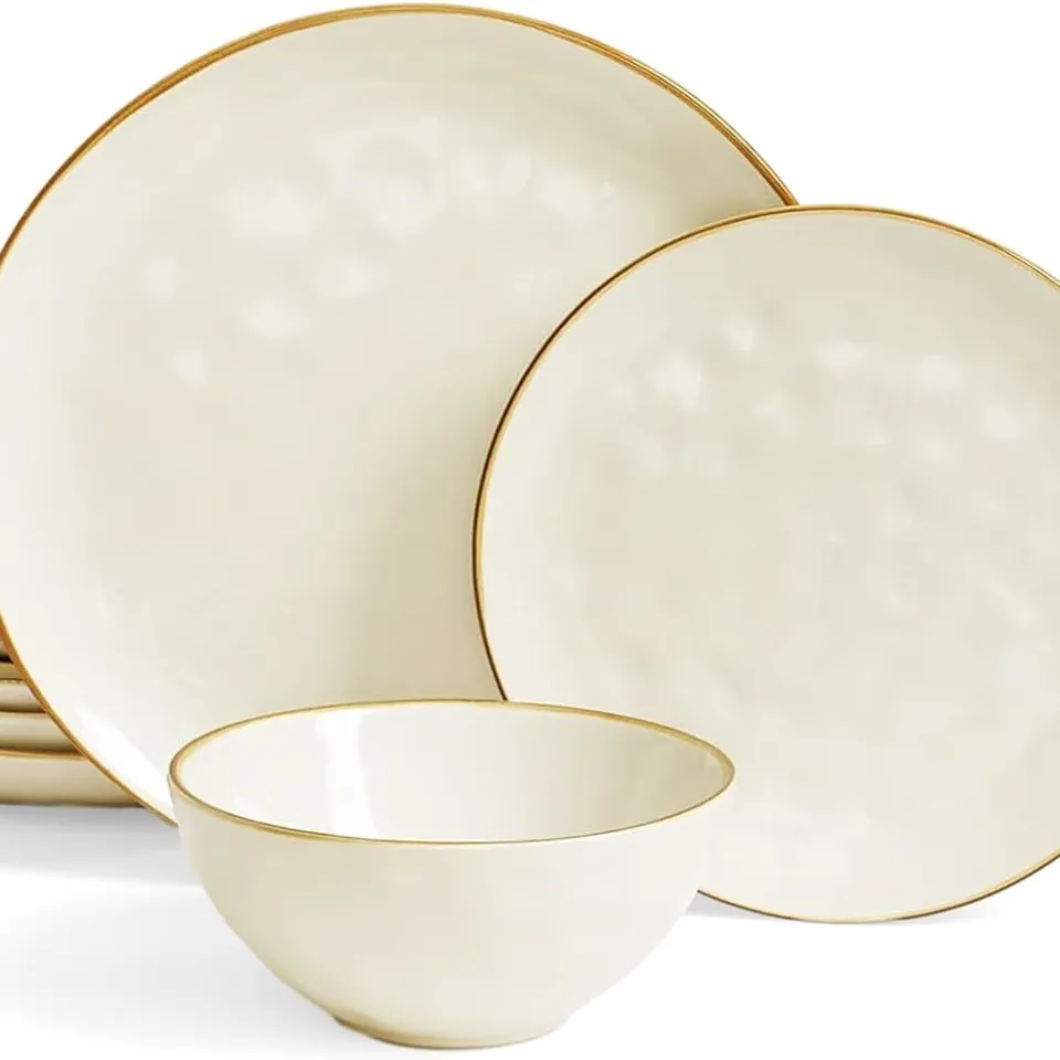 BOXED RICHMOUNT OCEAN SERIES 12 PIECE DINNERWARE SET - VANILLA WHITE (1 BOX)