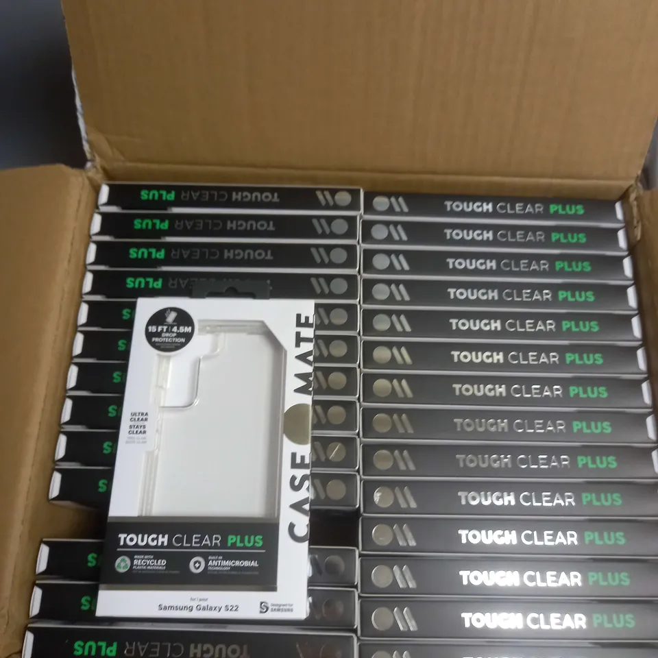 BOX OF APPROXIMATELY 56 CASEMATE TOUGH CLEAR PLUS SAMSUNG GALAXY S22 PHONE CASES